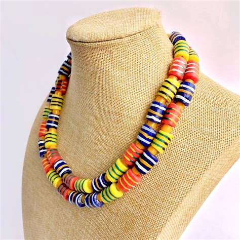 African Necklace Glass Beads Ghana Beads African Jewelry Etsy