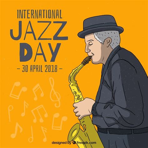 Fondo Dibujado A Mano Para El Día Internacional De Jazz Vector Gratis