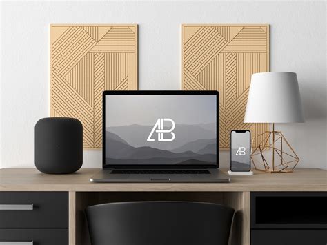 This mockup is the part of the bigger project but coming to you to let you try it out. Macbook Pro and iPhone X on Desk Mockup | Free Mockup