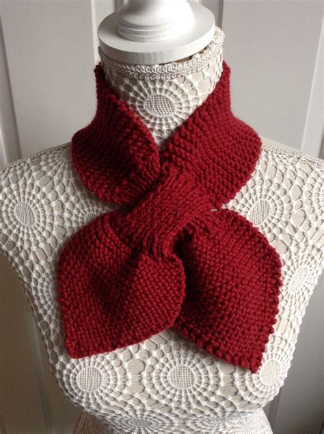 Miss Marple Hand Knitted 1940s Vintage Style Ascot Scarf Red Etsy Uk