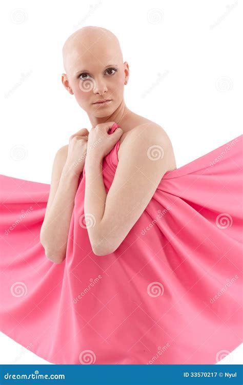 Kale Vrouw In Roze Borstkanker Awereness Stock Afbeelding Image Of