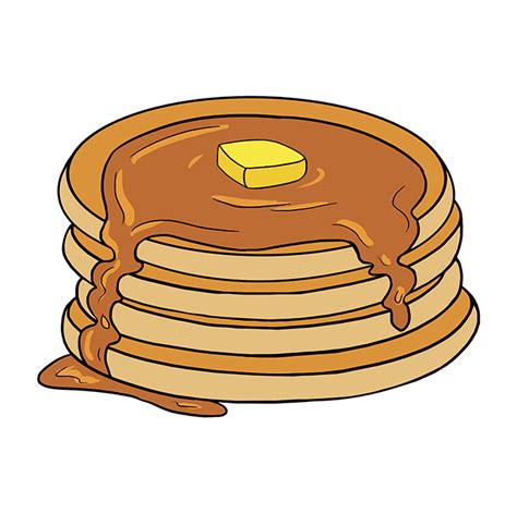 How To Draw Pancakes Really Easy Drawing Tutorial Pancake Drawing
