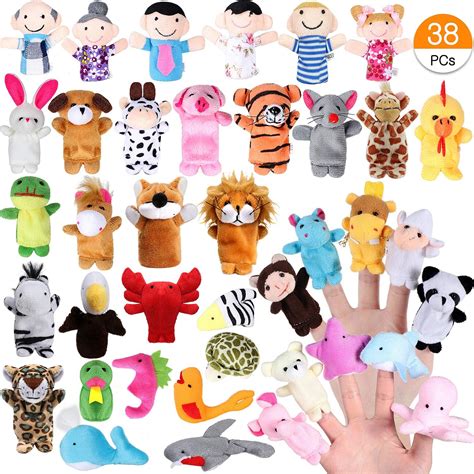 Joinfun 38pcs Finger Puppets Set For Kids 32pcs Cartoon Animal Hand