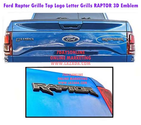 Ford Raptor Grille Top Logo Letter Grills Raptor 3d Emblem Lazada