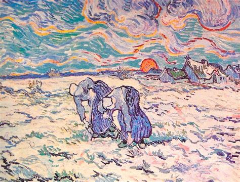 Vincent Van Gogh Two Peasant Women Digging In Field With Snow Saint