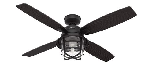 Hunter 52 Port Royale Damp Rated Natural Iron Ceiling Fan With Light