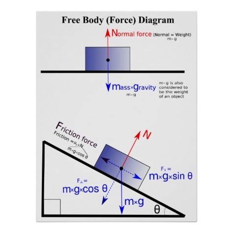 Physics Free Body Force Diagram Poster Zazzle Natuurkunde En