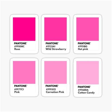 The Pantone Pink Color Is Shown In Four Different Shades Each With