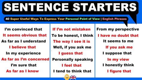 Sentence Starters 40 Super Useful Ways To Express Your Personal Point