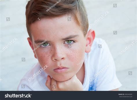 Portrait Seriously Looking 8 Year Old Stock Photo 490345045 Shutterstock