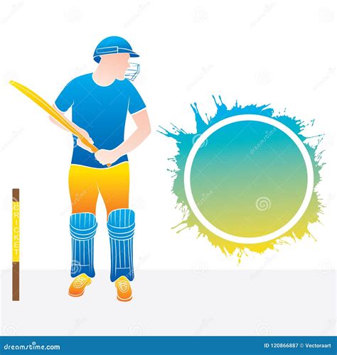Cricket Player Ready For Hitting Shot Stock Vector Illustration Of