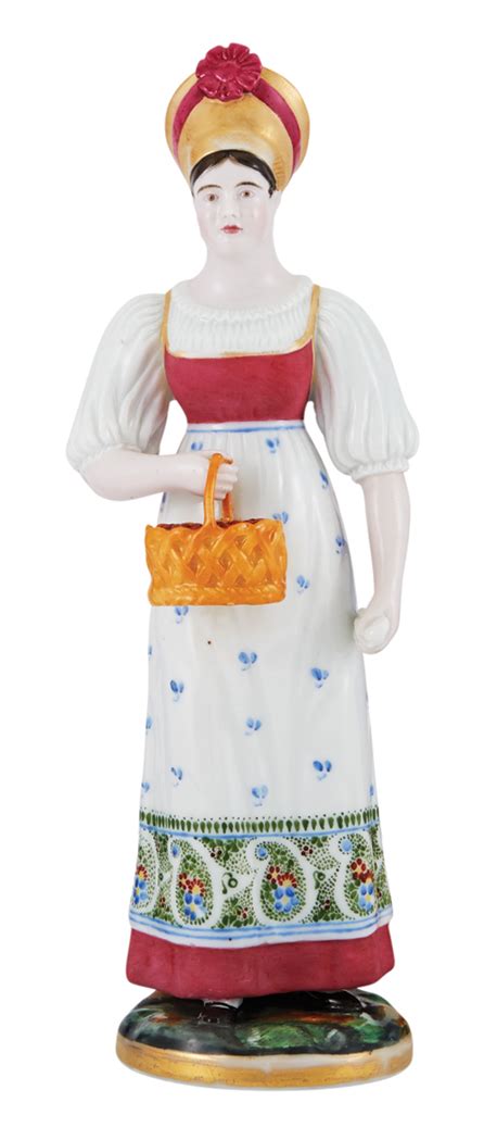Russian Porcelain Figure Of A Peasant Woman With Basket Of Berries Doyle Auction House