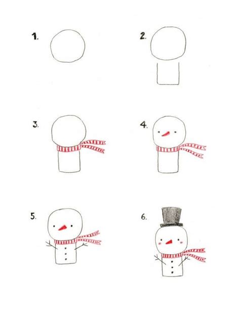 6 easy tutorials how to draw a snowman how to draw tutorials