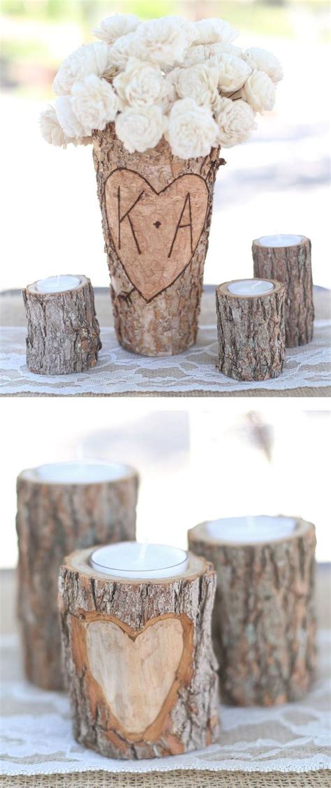 Birch Bark Candles And Vase Great Wedding Centerpiece Tree Wedding