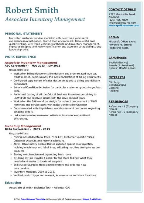 Emergency manager resume samples with headline, objective statement, description and skills examples. Inventory Management Resume Samples | QwikResume