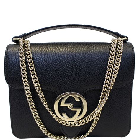 Gucci Interlocking Gg Leather Crossbody Bag Black 510304 Us