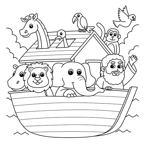 Premium Vector Christian Noahs Ark Coloring Page For Kids