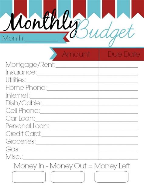 Monthly Budget Printable Budgeting Worksheets Monthly Budget