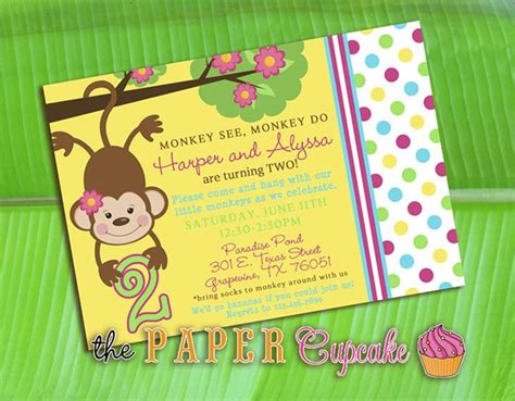 Beautiful designs, easy to personalise. do it yourself monkey birthday invitations | Printable Invitation Design - Monkey See Monk ...