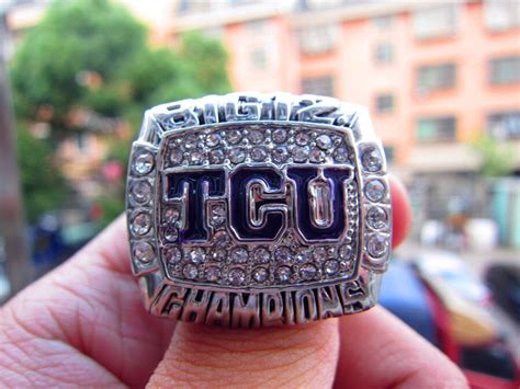 Ncaa Tcu Horned Frogs Big Championship Ring Solid With Wooden Display Box Souvenir Sport