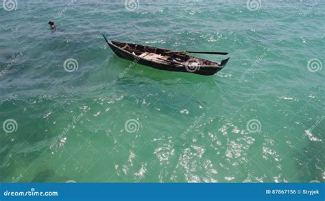 Boat Floating On The Sea Stock Photo Image Of Bright 87867156