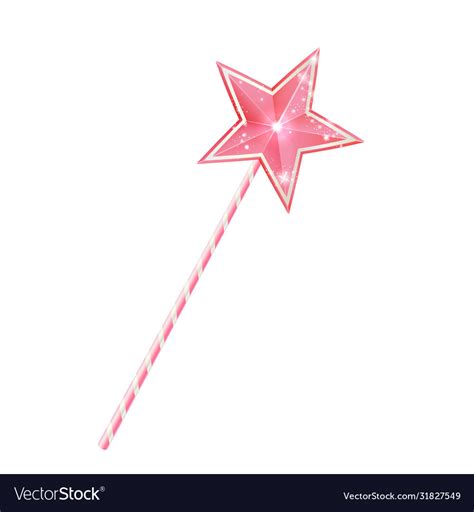 Pink Fairy Magic Wand 3d Princess Stick With Star Vector Image