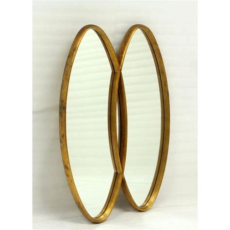 Mid Century Modern Dual Interlocking Oval Gold Frame Mirror Chairish