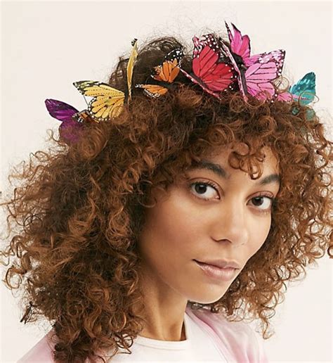 Feather Butterflies Hover Delicately Around Your Hair In A Vibrant