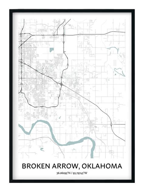 Broken Arrow Map Poster Your City Map Art Positive Prints