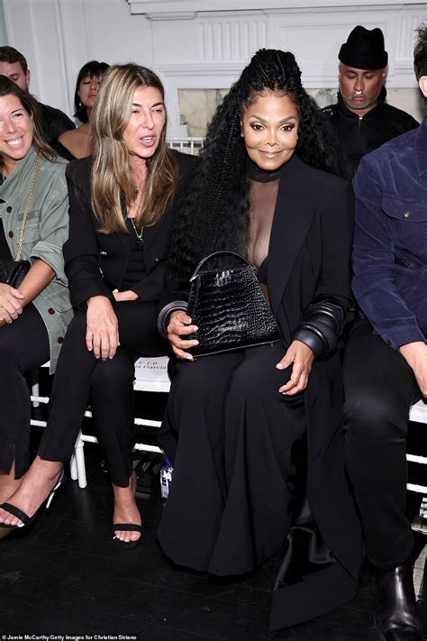 Janet Jackson 56 Flashes Bra Beneath Sheer Top At Christian Siriano