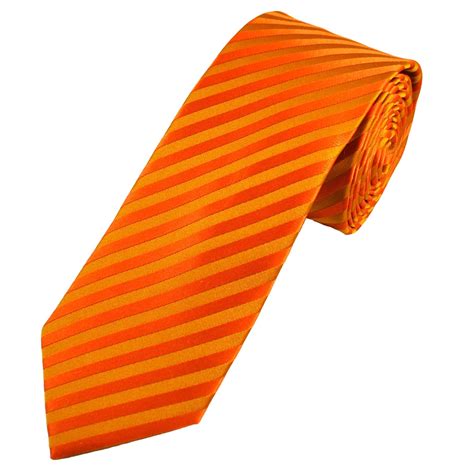Tresanti Celeste Orange And Tangerine Striped Mens Silk Designer Tie