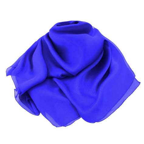 Cobalt Blue Oblong Pure Silk Chiffon Scarf