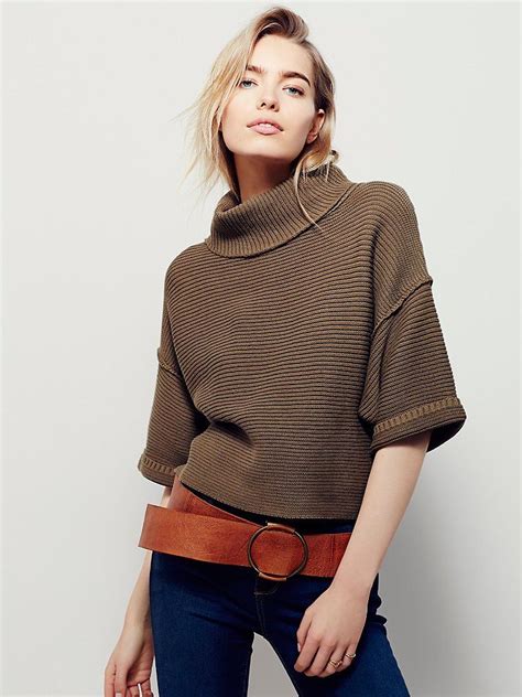 Boxy Turtleneck Pullover Boxy Turtleneck Sweater Pullover Style With Rolled Dolman Sleeves