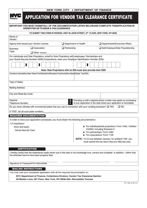 A tax clearance certificate is required when tendering for government business contracts, and when seeking citizenship, residency, and the extension of work permits. Form Vtc - 9541 - Application For Vendor Tax Clearance Certificate printable pdf download