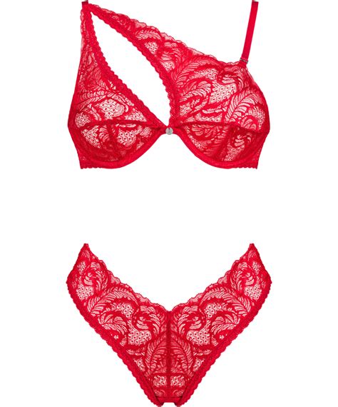 Obsessive Atenica Red Lace Lingerie Set Sexystyleeu