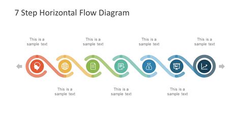 7 Step Horizontal Flow Diagram For Powerpoint Slidemodel