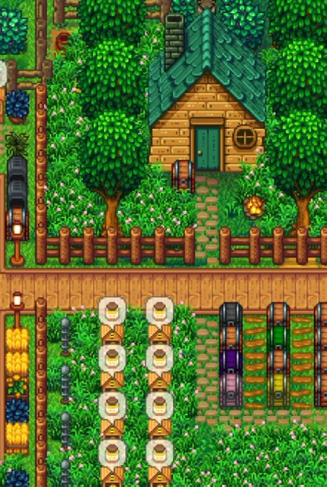 Buy Stardew Valley Farm With House And Green Farm Field Pixel Art Of