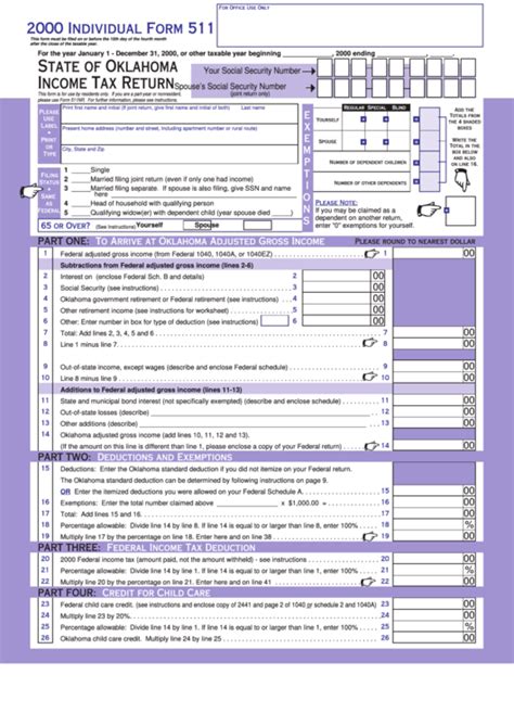 We have everything individuals, businesses, and withholders need to file taxes with the city. Individual Form 511 - State Of Oklahoma Income Tax Return ...