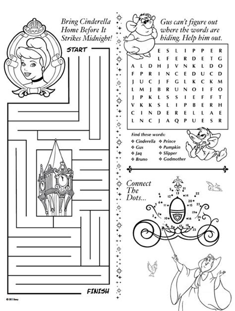 Cinderella Activity Page Disney Activities Activity Sheets For Kids