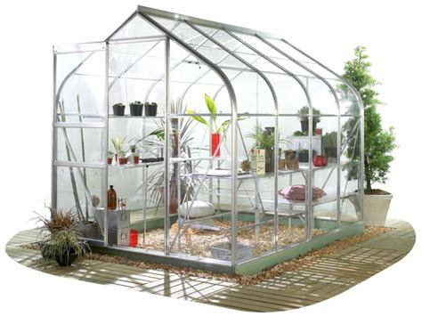 Bandq Curved Short Pane Aluminium Greenhouse With Horticultural Glass And Base 4 X 6 Model