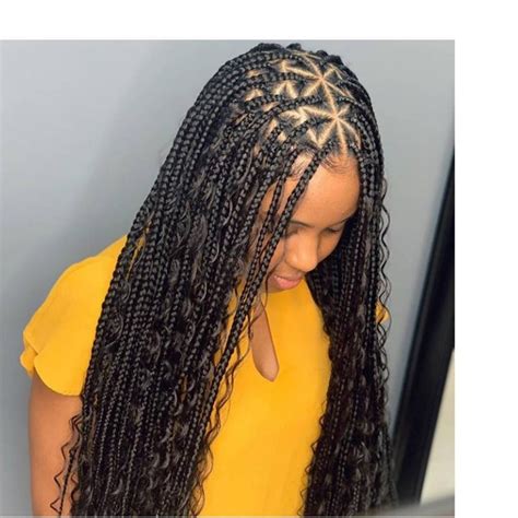Full Lace Triangle Center Parts Box Braids Wig For Black Women Etsy