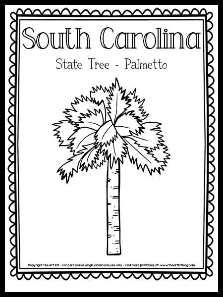 South Carolina State Tree Coloring Page Palmetto Free Printable