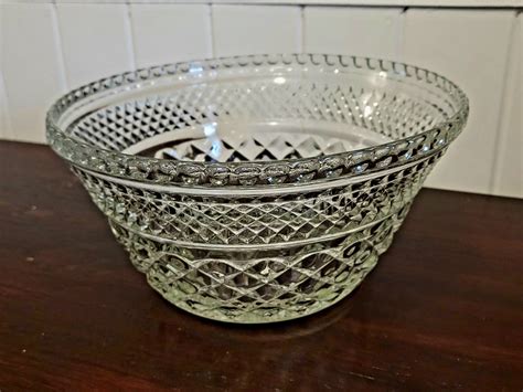 1960s Anchor Hocking Wexford Clear Glass Salad Bowl Pressed Etsy
