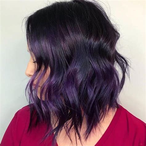 Subtle Purple Streaks On Dark Hair Blackhairideas Dark Purple Hair