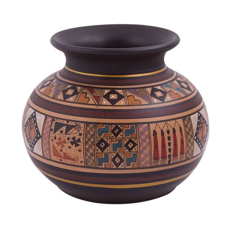 Inca Style Ceramic Decorative Vase Handcrafted In Peru Incan Pot NOVICA