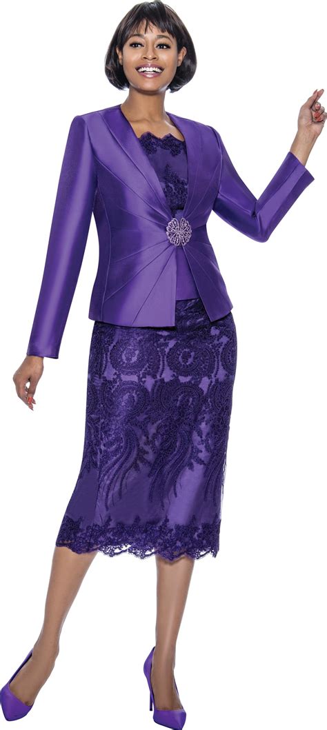 Terramina Spring 2024 T7817 Purple 8 10 12 14 16 18 20 22 24 3 Piece Embroidered Lace Skirt Suit
