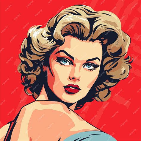 Premium Vector Op Art Pinup Girl Retro Color Style Comic Glamour Gorgeous Abstract Colorful Lady