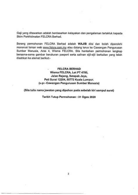 Senarai jawatan kosong terkini (klik sini). Jawatan Kosong Felcra Berhad • Portal Kerja Kosong Graduan