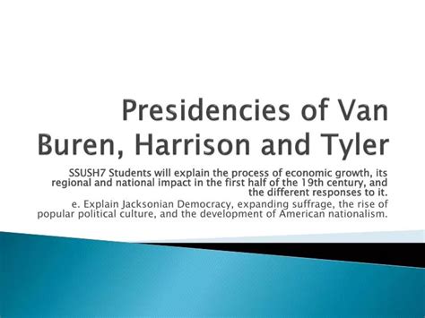 Ppt Presidencies Of Van Buren Harrison And Tyler Powerpoint