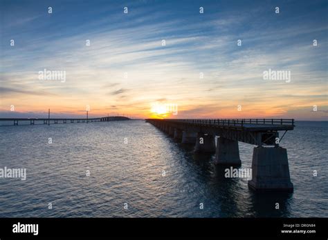 Sunset At The Seven Mile Bridge Florida Keys Usa Stock Photo Alamy